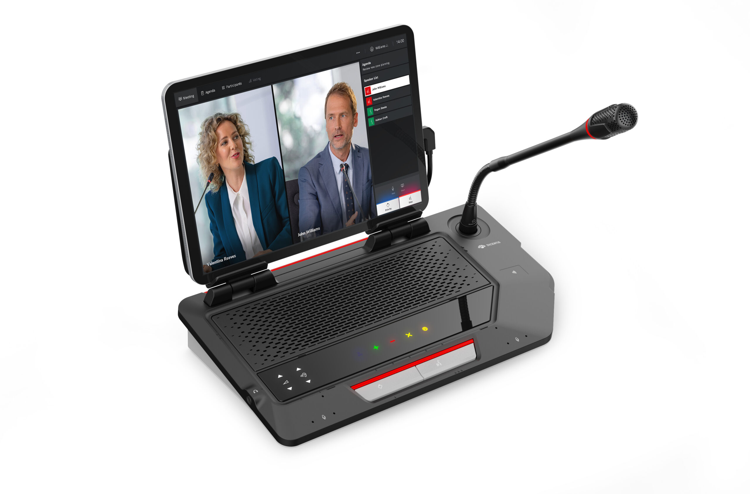 DICENTIS Multimedia-Sprechstelle Docking mit eingesetztem Tablet