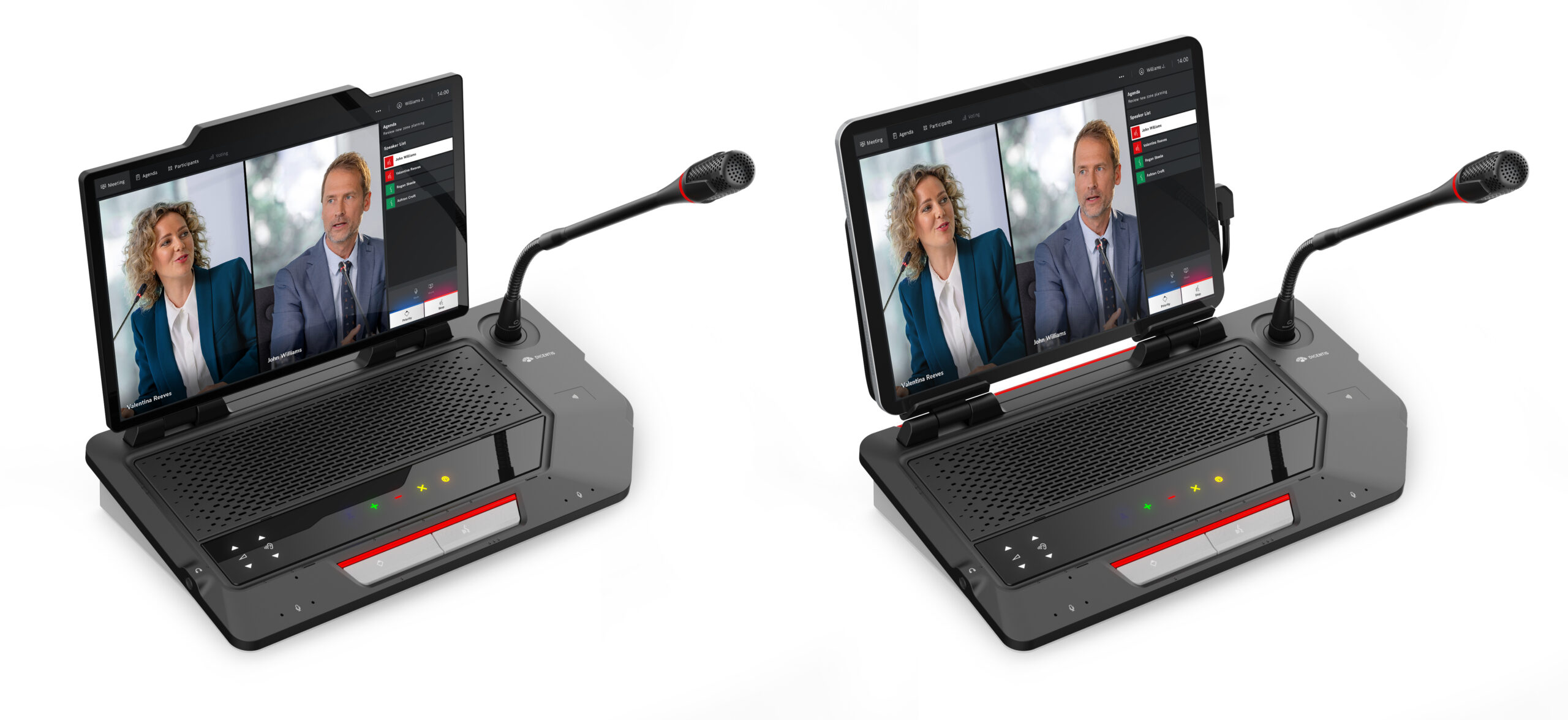 DICENTIS Multimedia device in Full Function and Docking version during a hybrid meeting