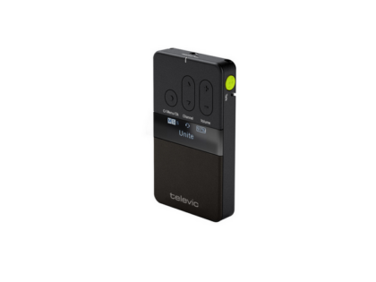 Televic Unite RP-T Taschenempfänger mit integriertem Mikrofon und Talkback-Taste